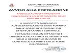 AVVISO - Modulo autocertificazione concernente lo spostamento delle persone fisiche